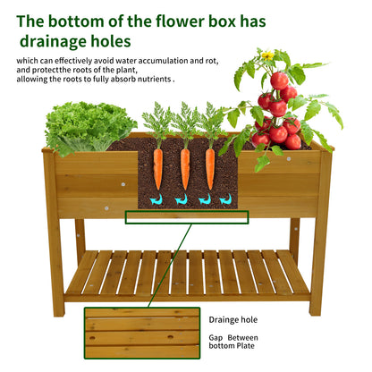 Raised Garden Bed Planter Box with Legs & Storage Shelf Wooden Elevated Vegetable Growing Bed for Flower/Herb/Backyard/Patio/Balcony 48.5x30x24.4in