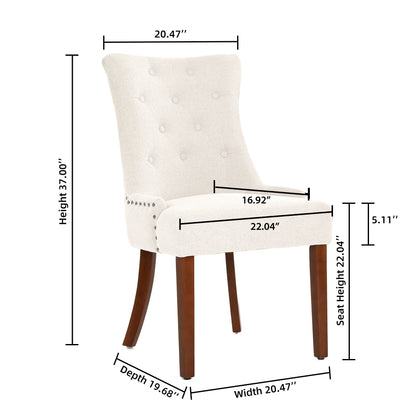 LYHome Mordern Fabric Dining Chairs, 2-Pcs Set, Iceam cream white