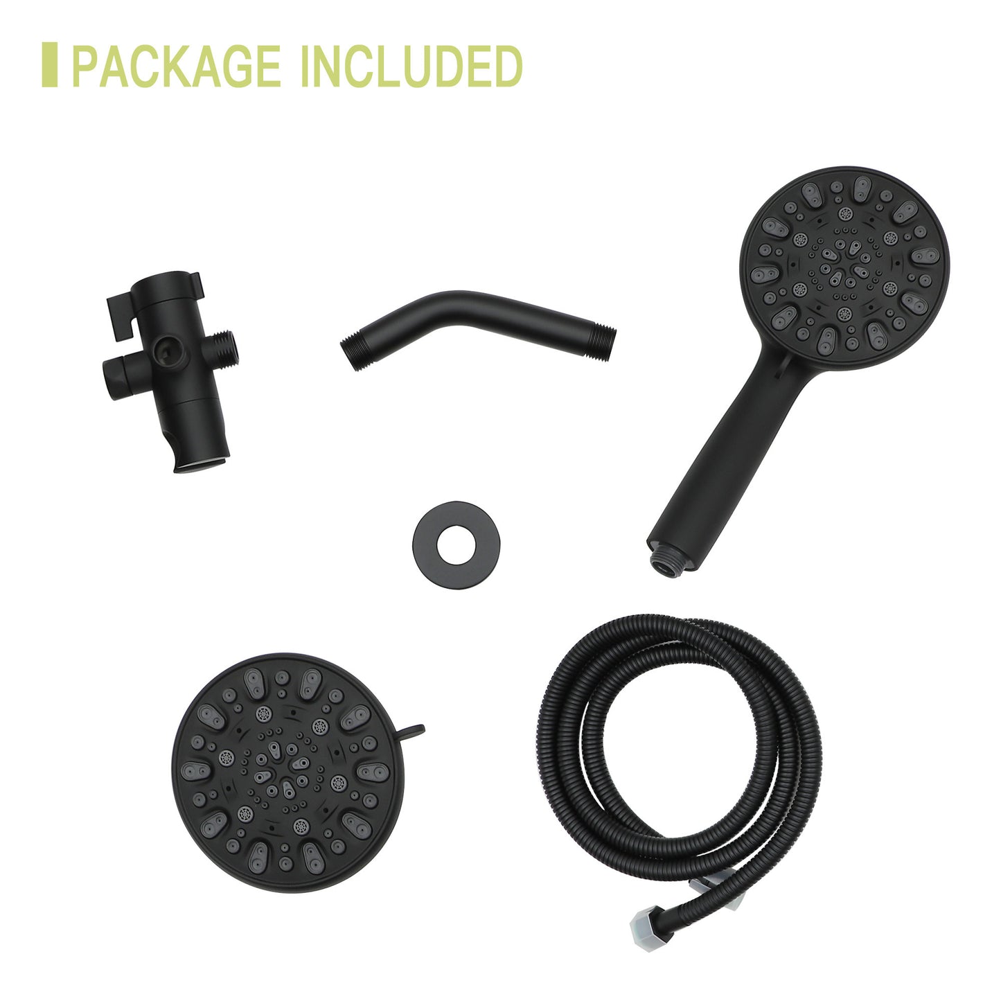 Multi Function Dual Shower Head - Shower System with 4.7" Rain Showerhead, 7-Function Hand Shower, Matte Black