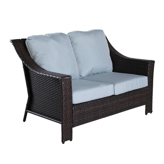 Wicker Loveseat, Light Blue