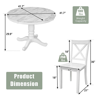 Orisfur. 5 Pieces Dining Table and Chairs Set for 4 Persons, Kitchen Room Solid Wood Table with 4 Chairs