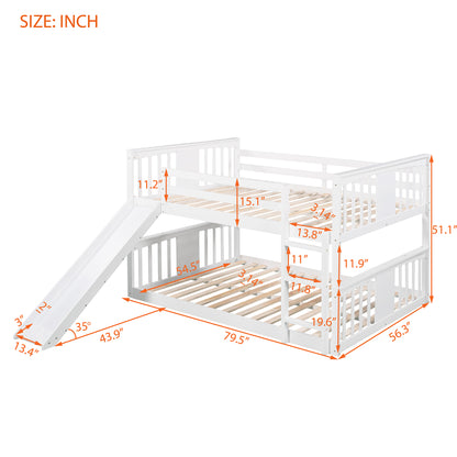 Full Over Full Bunk Bed with Ladder with Slide, White (Old SKU :LP000208AAK)