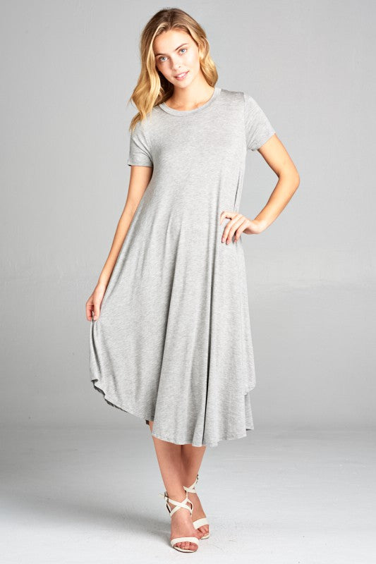 SOLID SWING SHORT SLEEVE DRESS