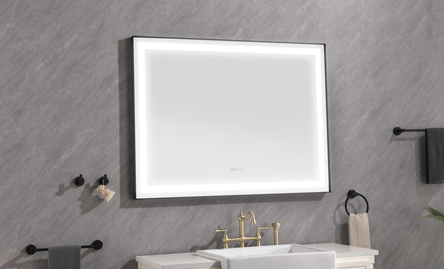 LED Lighted Bathroom Wall Mounted Mirror with High Lumen+Anti-Fog Separately Control