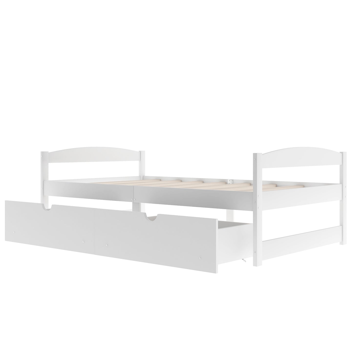 Twin size platform bed, with two drawers, white（New）