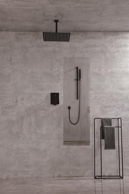 Shower System with Shower Head, Hand Shower, Slide Bar,, Shower Arm, Hose, Valve Trim, and Lever Handles