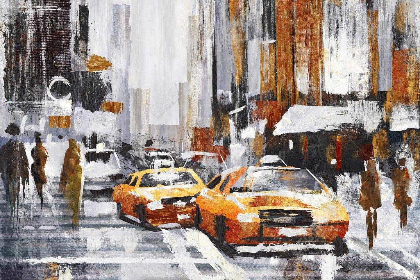 Abstract citystreet with yellow taxis - 20x30 Print on canvas