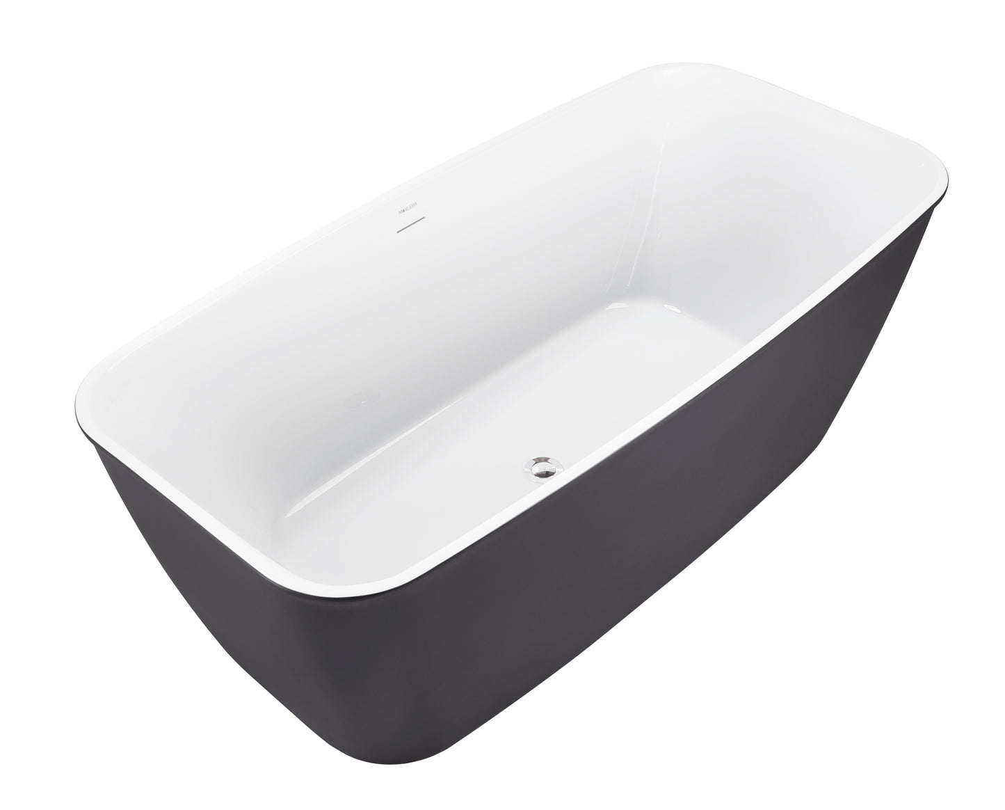 59" 100% Acrylic Freestanding Bathtub，Contemporary Soaking Tub，white inside and gray outside