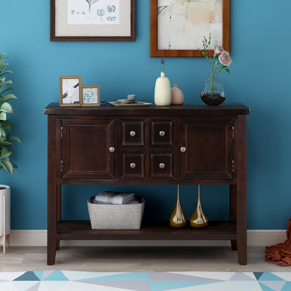 TREXM  Cambridge Series Buffet Sideboard Console Table with Bottom Shelf (Espresso)