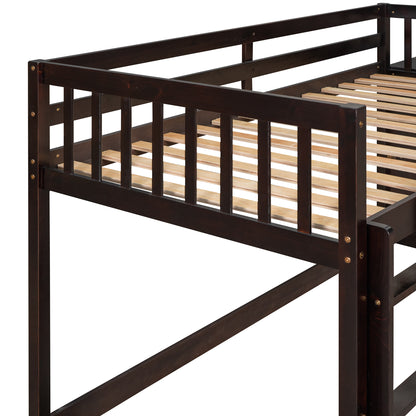 Twin over Twin Bunk Bed with 4 Drawers and 3 Shelves-Espresso（OLD SKU: LP000067AAP）