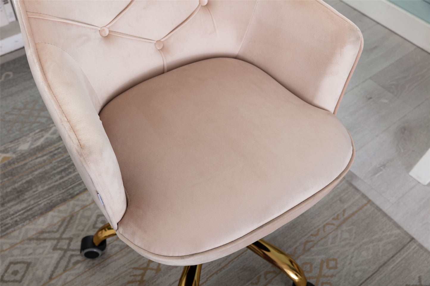 COOLMORE Velvet Swivel Shell Chair for Living Room ,Office chair , Modern Leisure Arm Chair  Beige