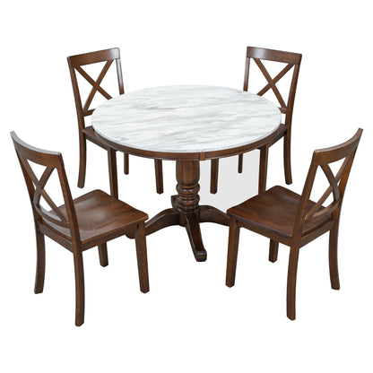 Orisfur. 5 Pieces Dining Table and Chairs Set for 4 Persons, Kitchen Room Solid Wood Table with 4 Chairs