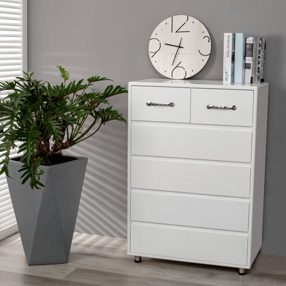 Six drawer side table-white