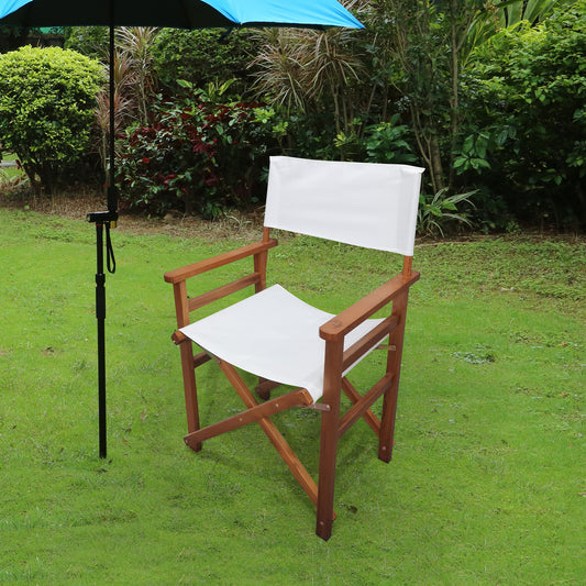 Folding Chair Wooden Director Chair Canvas Folding Chair Folding Chair  populus + Canvas (Color : White)