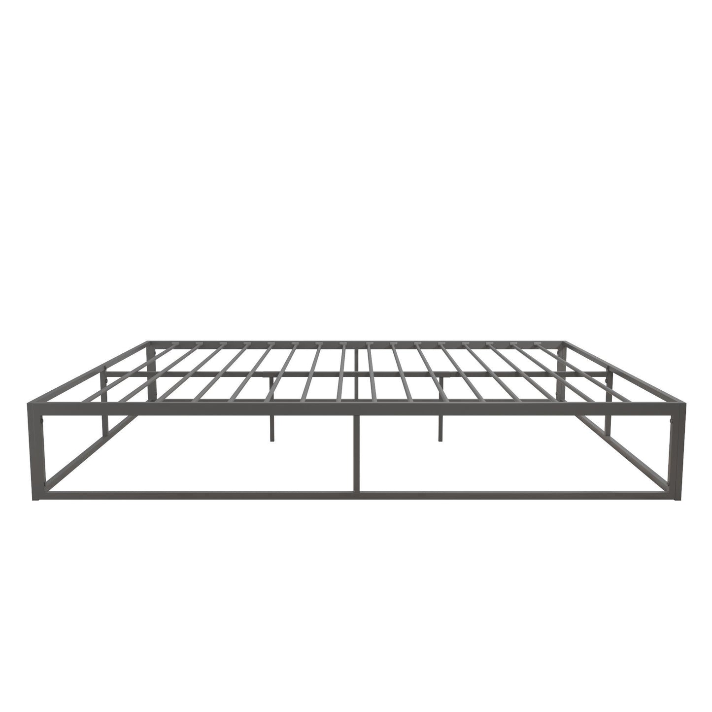 Metal Bed, Platform Bed Frame, Box Spring, Strong Metal Structure,  Easy Assembly, Full  Size, GREY