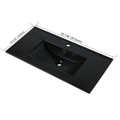 36 Inch Black Cermic Bathroom Vanity Top Sink