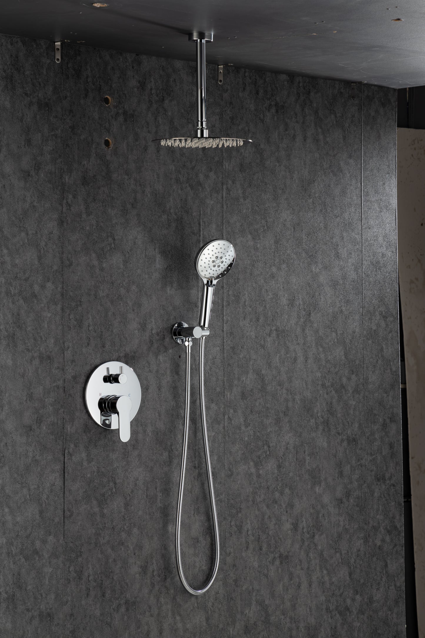 Black Shower System, Ceiling Rainfall Shower Faucet Sets Complete of High Pressure, Rain Shower Head with Handheld, Bathroom 10\\\'\\\' Shower Combo with Rough-in Valve Included