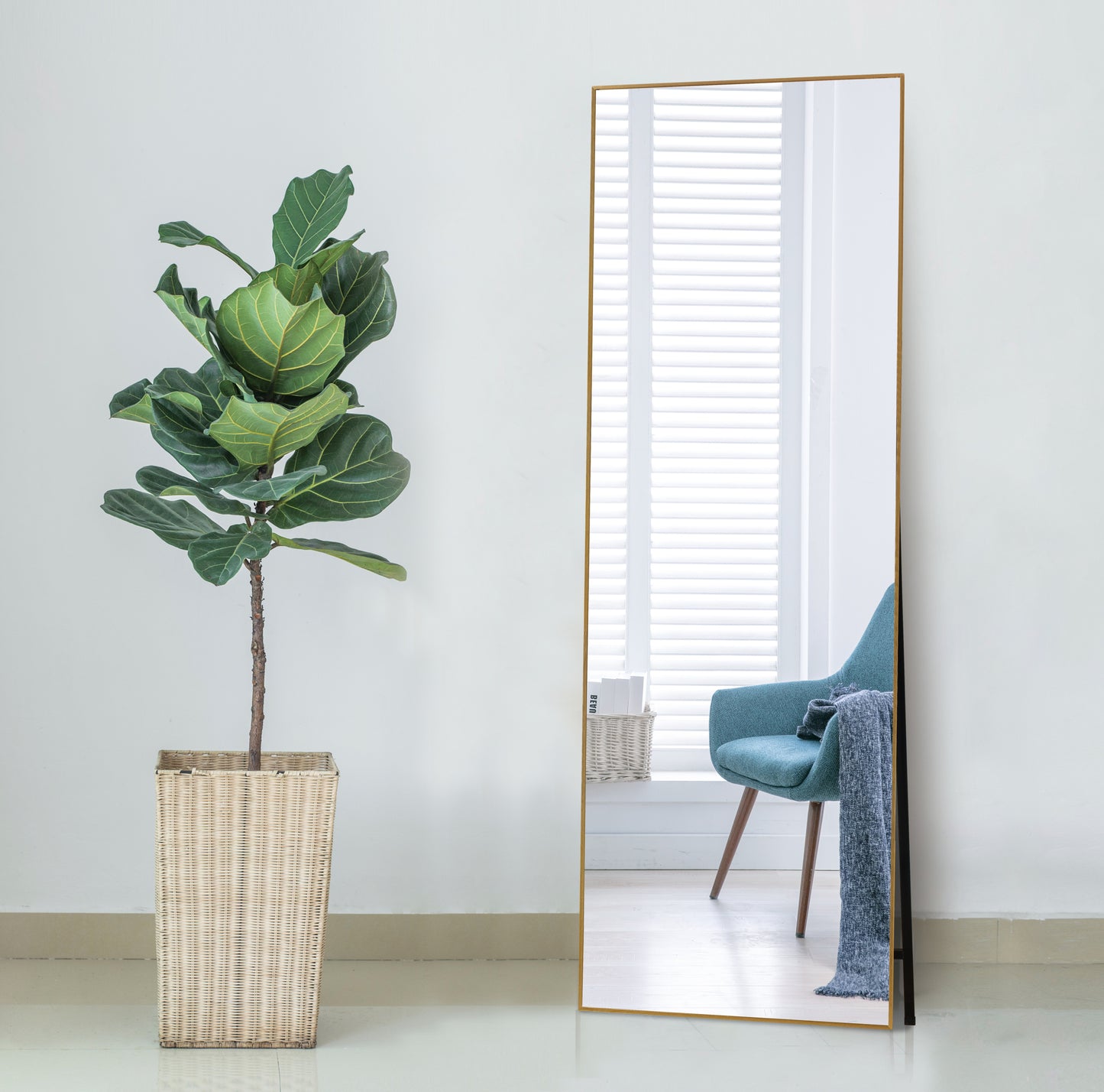 Full Length Mirror Standing Gold 65’’x22’’ for Bedroom with Aluminum Frame, Large Full Body Floor Mirror Wall Hanging or Leaning Modern Decor for Dressing, Living Room, Entryway or Dorm