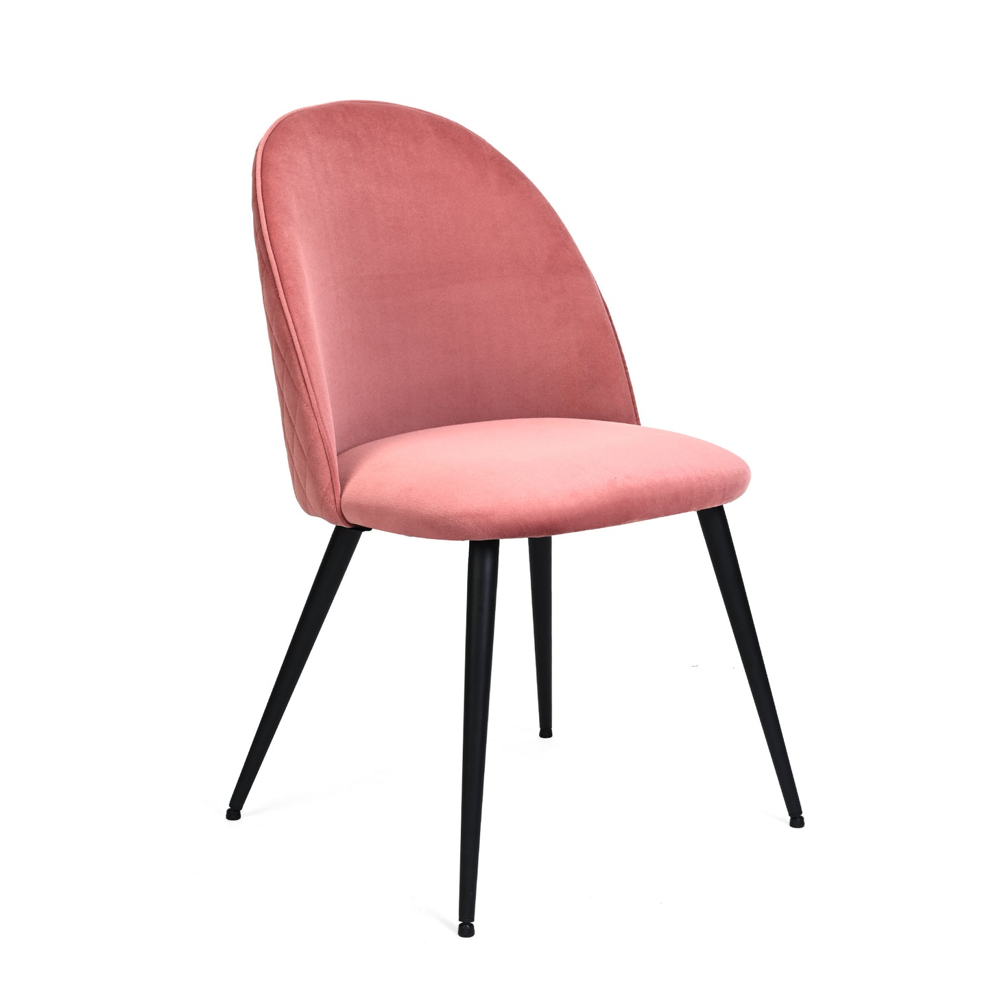 Dining Chair, Pink Velvet, Metal Black legs, Set of 2 Side Chairs