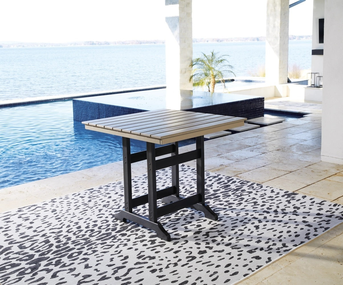 Ashley Fairen Black/Driftwood Contemporary Trail Outdoor Counter Height Dining Table P211-632