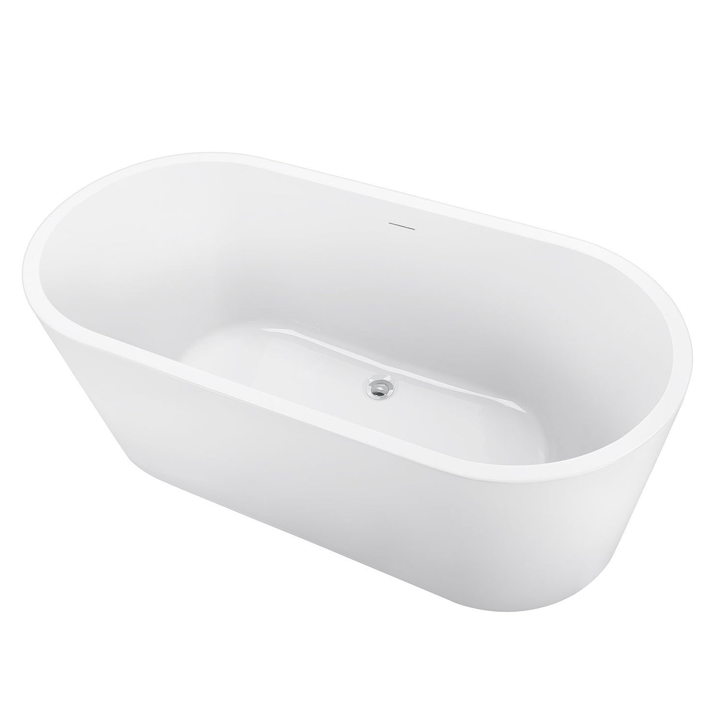 65" 100% Acrylic Freestanding Bathtub，Contemporary Soaking Tub，white Bathtub