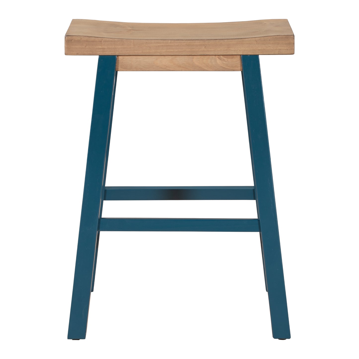 TOPMAX Farmhouse Rustic 2-piece Counter Height Wood Kitchen Dining Stools for Small Places, Light Walnut+Blue