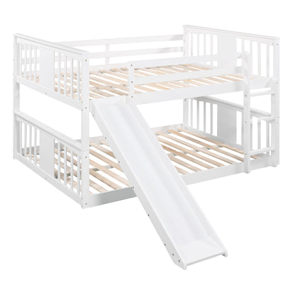 Full Over Full Bunk Bed with Ladder with Slide, White (Old SKU :LP000208AAK)