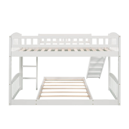 Twin Over Twin Bunk Bed with Slide and Ladder, White(OLD SKU :LP000514AAK)