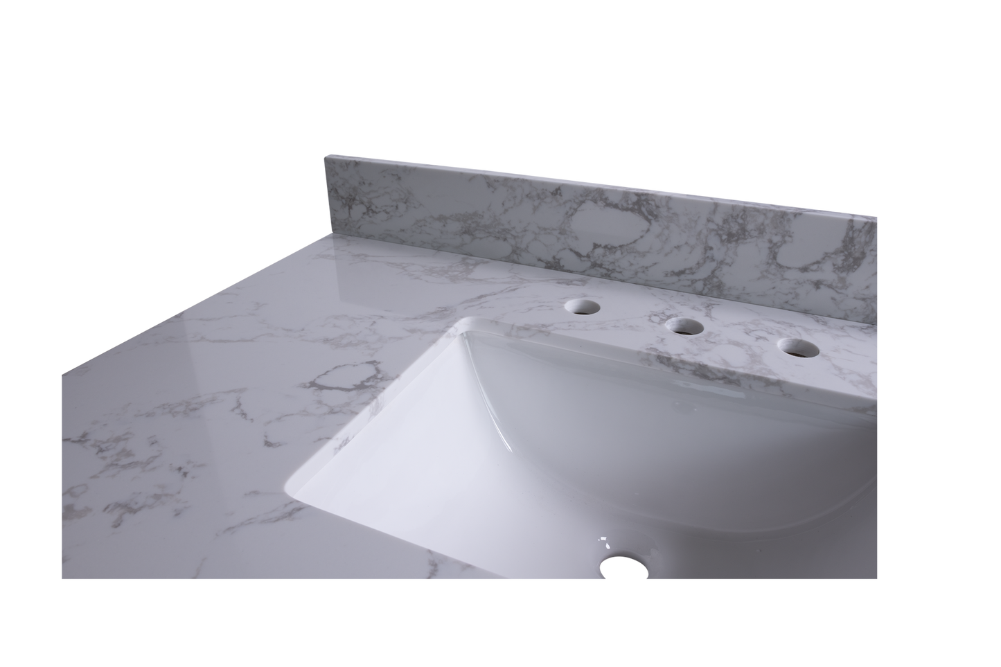 Montary 43" carrara white engineered stone vanity top backsplash