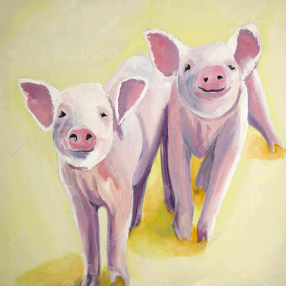 Two smiling pigs - 08x08 Print on canvas