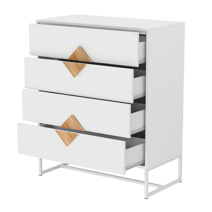 Solid wood special shape square handle design with 4 drawers bedroom furniture dressers