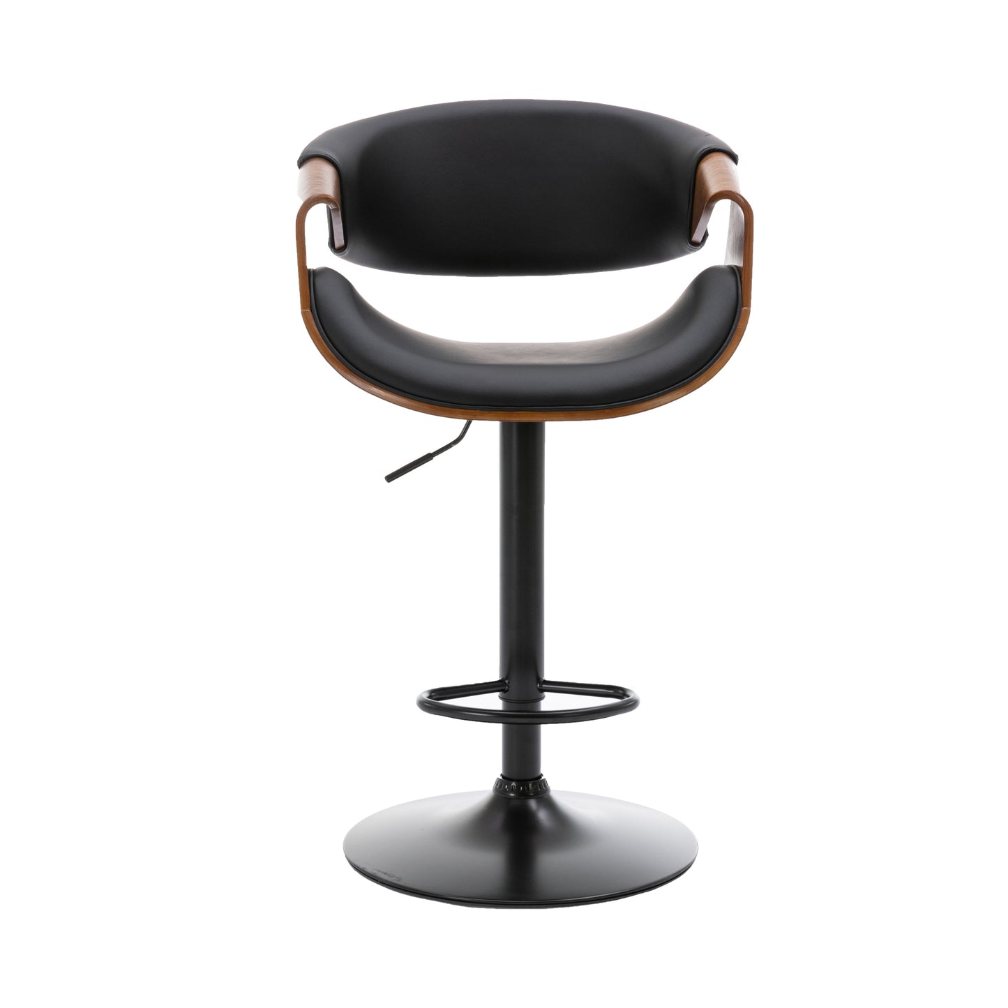 HengMing Adjustable/Swivel Bar Stool, PU Leather black Bent wood Bar Chair 1pcs/ctn.