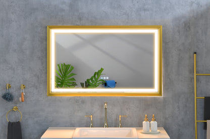 42 in. W x24 in. H Oversized Rectangular Black Framed LED Mirror Anti-Fog Dimmable Wall Mount Bathroom Vanity Mirror