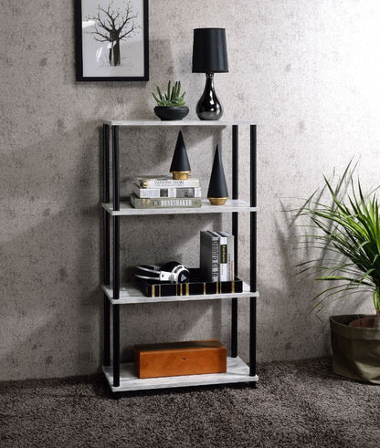 ACME Nypho Bookshelf, Antique White & Black Finish 92737