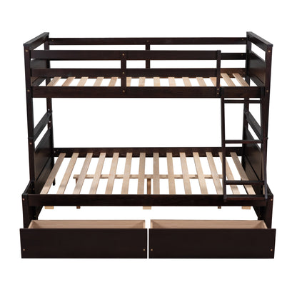 Twin over Full Bunk Bed with Storage - Espresso(OLD SKU :LP000022AAP)