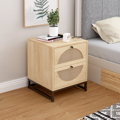 Allen 2 Drawer side table，Display Rack for Bedroom and Living Room，Nightstand Side Table Bedroom Storage Drawer Bedside End Table