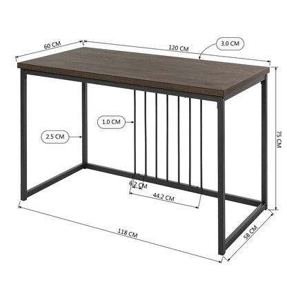 47.2" L Square Computer Desk - WALNUT & BLACK