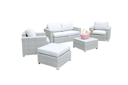 5 Piece Rattan Sectional Seating Group with Cushions (Color:LIGHT GREY)