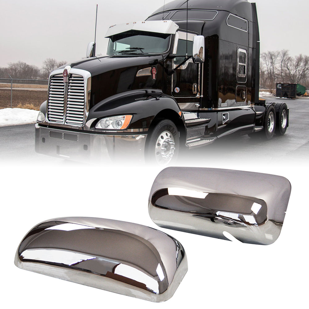 LEAVAN Chrome Door Mirror Covers Pair Fit Kenworth T270 T370 T600 T660 T800 LH&RH Side