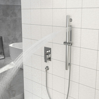 10" Rain Shower Head Systems ,with 26.18 inch Adjustable Angle Slide Bar,Brushed Nickel,Wall Mounted shower