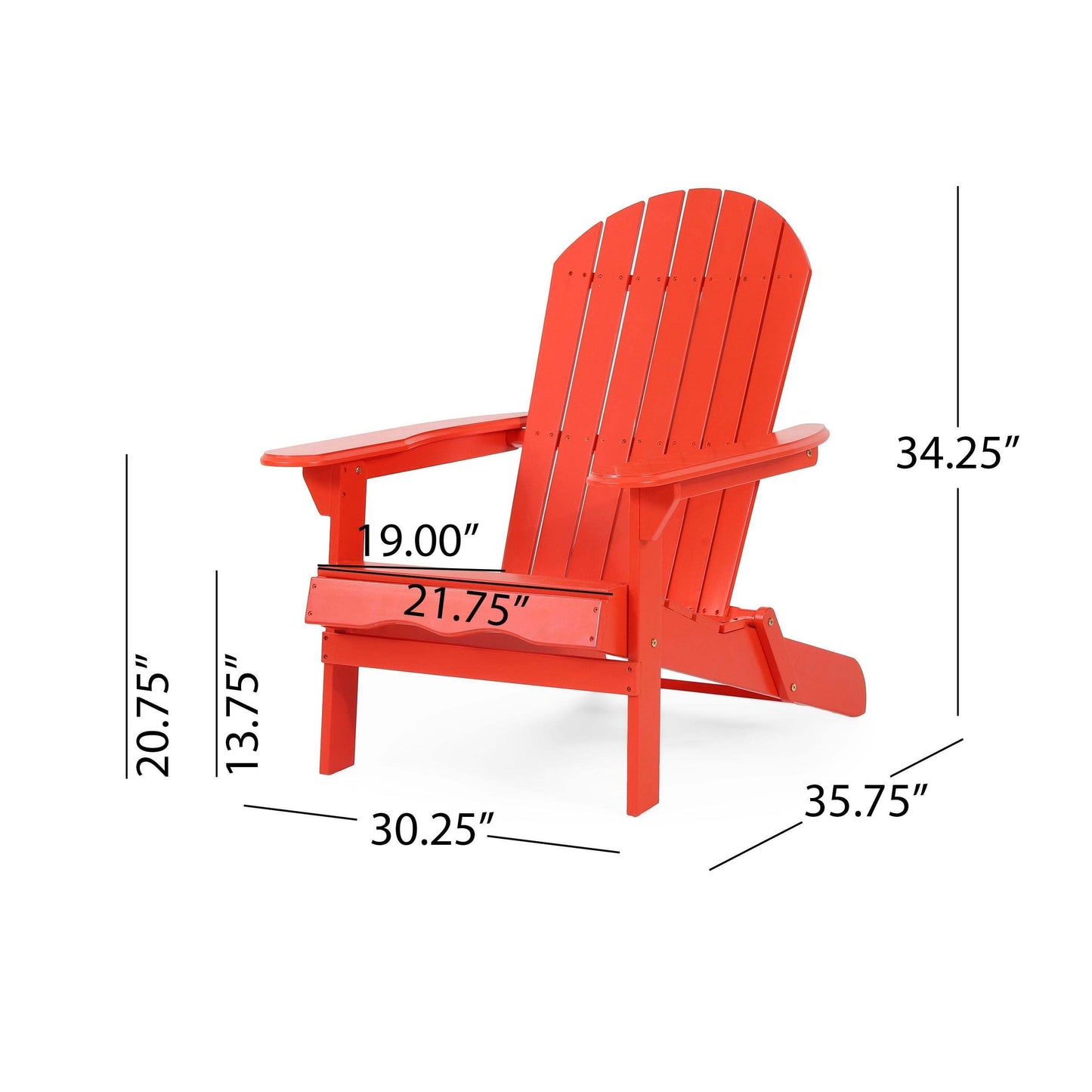 Cartagena Outdoor Acacia Wood Adirondack RED  Chair