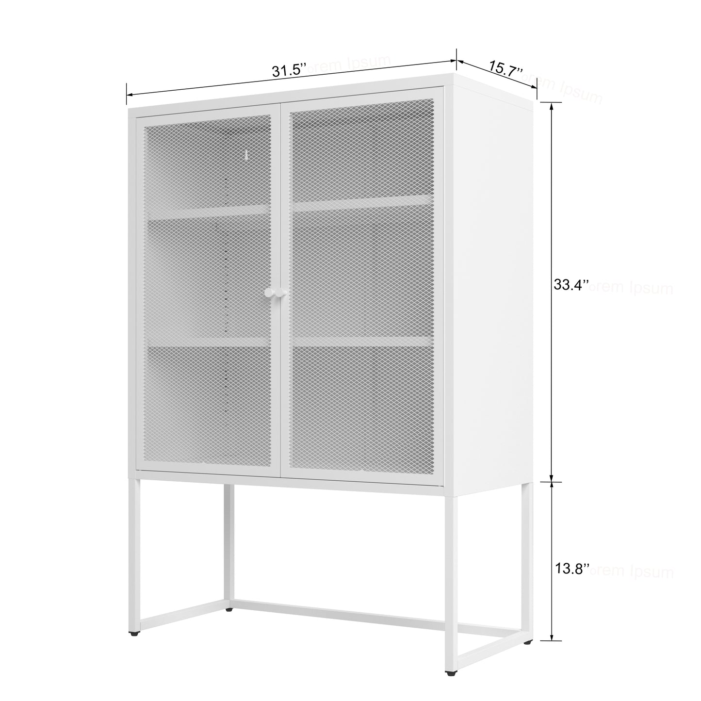 47.2 inches high Metal Storage Cabinet with 2 Mesh Doors, Suitable for Office, Dining Room and Living Room, White