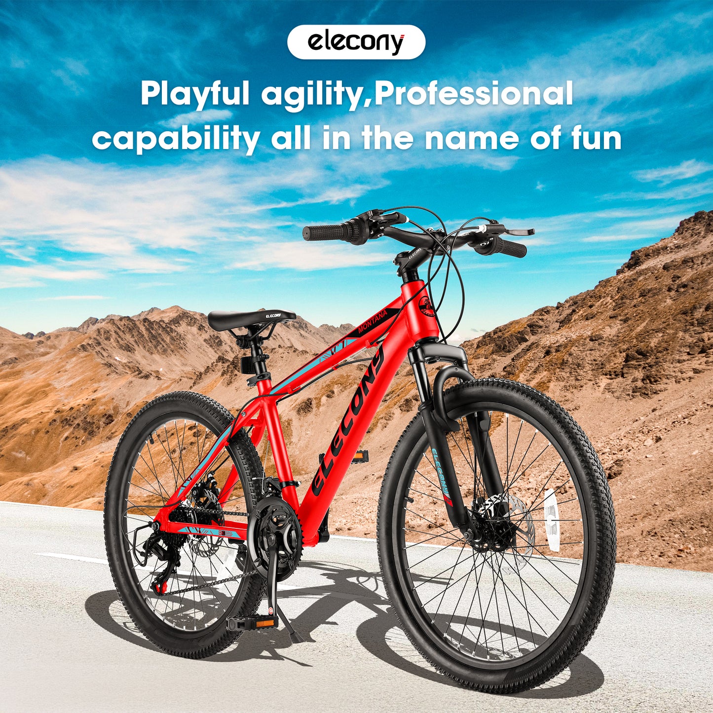 A24299 Rycheer Elecony 24 inch Mountain Bike Bicycle for Adults Aluminium Frame Bike Shimano 21-Speed with Disc Brake