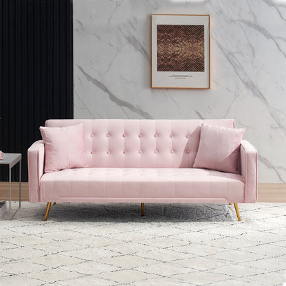 Modern pink multifunctional sofa bed with three levels of adjustment ( without pillow)