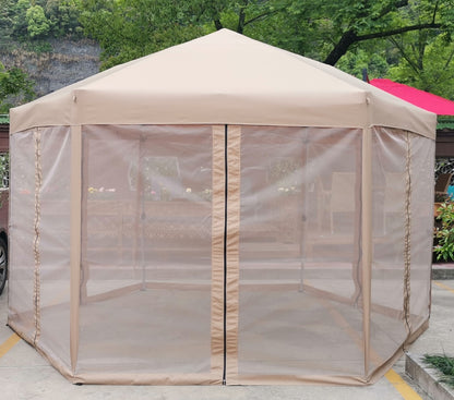 13 Ft. W x 13 Ft. D x 9.2ft Pop-Up Gazebo Tent Outdoor Canopy Hexagonal Canopies Gazebos & Pergolas 6 Sided for Patio Garden Backyard Sun Shelter BBQ Garden Events with Strong Steel Frame Storage Bag