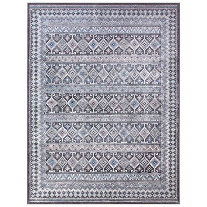 Fallon Blue/Charcoal/Ivory/Pink Area Rug 5x8