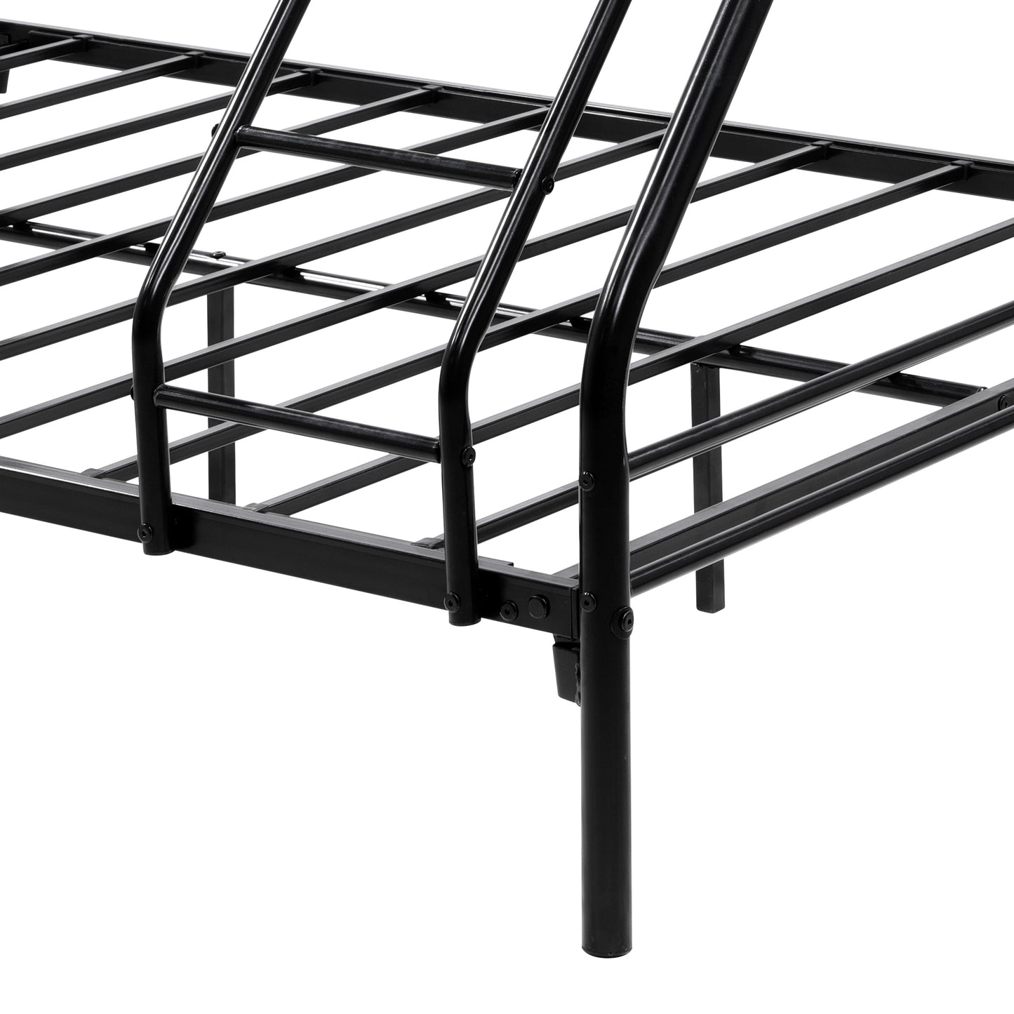 Heavy Duty Twin-Over-Full Metal Bunk Bed, Easy Assembly with Enhanced Upper-Level Guardrail, Black