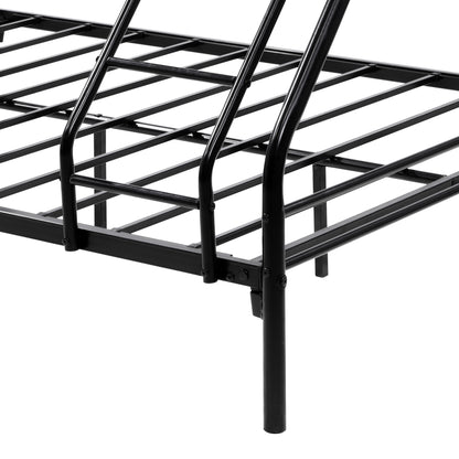 Heavy Duty Twin-Over-Full Metal Bunk Bed, Easy Assembly with Enhanced Upper-Level Guardrail, Black