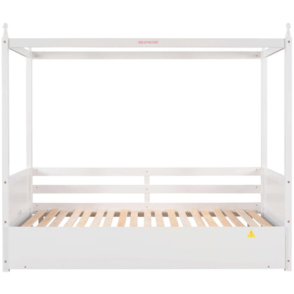 Twin Size Canopy Daybed or Pull-out Platform Bed, White