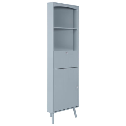 Gray Triangle Elegant Corner Cabinet with Open Shelves, MDF Board, Anti-toppling Device, Painting Surface, Large Storage Space for Limited Space